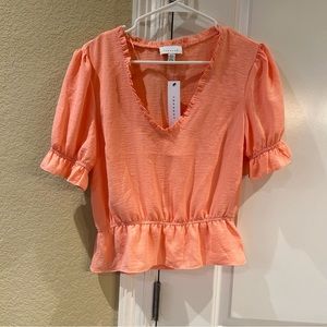 Peach NWT peplum ruffled top by Topshop size 6